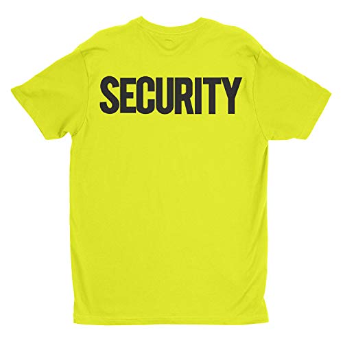 NYC FACTORY Security T-Shirt Front Back Print Mens Tee Staff Event Uniform Bouncer Screen Printed (Neon-Black, 2XL)