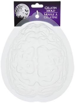 Halloween Plastic Brain Gelatin Mold Standard Fall Tray for Jello Chocolate Zombie Mad Science Theme Party Parties With One Six Pack Halloween Theme Shot Glasses (Bundle set 2)