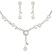 EleQueen Women's Cubic Zirconia Simulated Pearl Bridal Necklace Earrings Jewelry Set Ivory Color