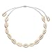 Zkptops Natural Shell Choker Necklace for Women Handmade Beaded Seashell Pendant Necklace Summer Beach Rope Conch Statement Jewelry Adjustable Hawaii Boho Cowrie Collar Necklace
