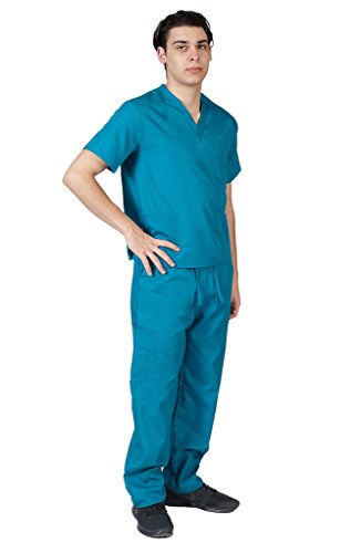 M&M SCRUBS Men Set Medical Top and Pants L Teal