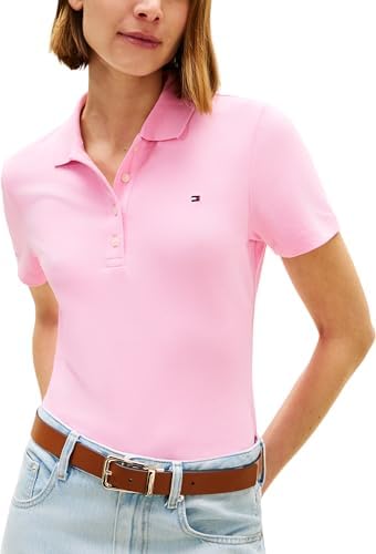 Donna Maglietta Polo Maniche Corte 1985 Pique Slim Fit, Rosa (Rose Petal), M