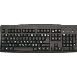 Bilingual Thai and English Languages Black with White Letters Wired Computer Keyboard (Black) (Wired USB) (Windows)