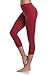 Sunnyhu Women's Power Flex Yoga Pants Mid-Waist Capris Workout Running Leggings