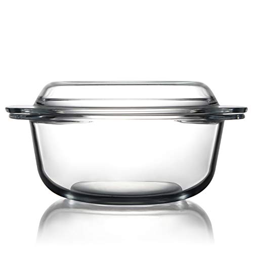 Clear Round Glass Casserole Dish With Glass Lid Oven Safe Glass
