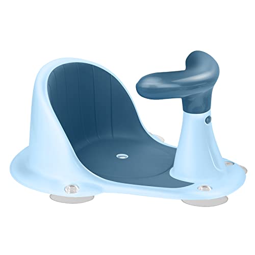 BLANDSTRS Baby Chair with Thermometer, Portable Toddler Child Bathtub Seat for 618 Months, Blue