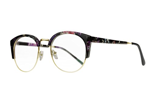 Unisex Cateye Half Frame Semi-Rimless Clear Lens Glasses Nerd Geek Casual Eyewear