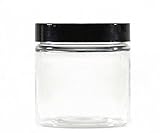Premium Vials - Clear 8 oz Plastic Jar Black Lid - Pack of 12