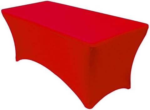 GWHome 8 ft Spandex Fitted Stretch Tablecloth Rectangular Table Cover Wedding Banquet Party (Red, 8 ft)