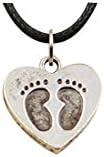 Fashion Tibetan Silver Pendant heart foot Necklace Choker Charm Black Leather chain