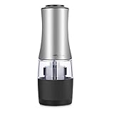 SimpleTaste 2-in-1 Stainless Steel Salt Grinder Electric Salt and Pepper Grinder Set, Battery Powered Salt and Pepper Mill Salt and Pepper Shakers with Adjustable Ceramic Grinding Mechanism