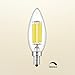 CRLight 6W 700LM LED Candelabra Bulb 4000K Daylight White 70W Equivalent Dimmable, Replace 12W Compact Fluorescent CFL Bulbs, E12 Base B10 Candle Torpedo Shape Bullet Top, 6 Pack
