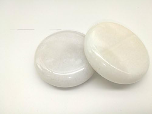 Romonacr 2Pcs Professional Massage Hot Stone Set Heated Stones Jade Warmer Rock for Spa, Massage Therapy (2.76 x 2.76 in) White