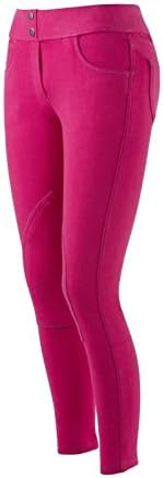 Equi-Theme/Equit'M Unisex Adult 979100008 Pull-On Breeches - Fuchsia/Purple Topstitching, One Size