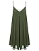 Romwe Women's Summer Spaghetti Strap Sundress Sleeveless Beach Slip Dress Army Green M