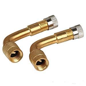 Youtoo Tyre Valve Extension Adaptors, Metal, 90° Angle for Motorcycles / Bikes, Pack of 2