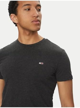 Tommy Jeans TJM Xslim Jasper Htr tee Ext Dm0dm20363 S/S T-Shirt, Preto (Preto Htr), M Masculino