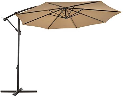 Amazon Com Lch 10ft Offset Patio Umbrella Outdoor Cantilever Umbrella Beige Garden Outdoor