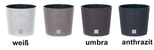 Blumenkübel Blumenkasten Blumentopf Übertopf Rattan Optik Pflanzkübel mit Einsatz Rato Rund (250 Anthrazit) – Bild 8