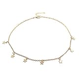 doublelovely Boho Chocker Chain Tassel Star Choker Necklace for Women Necklaces & Pendants Collar Gold onesize