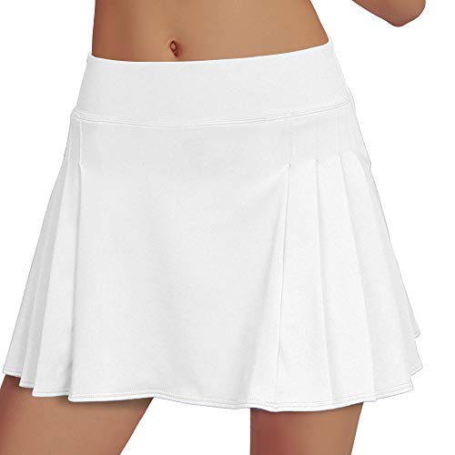 Rainbow Tree Tennis Skirts for Women Golf Skirt Tennis Skort Pleated with Side Inner Pockets Indoor Exercise, White, Medium (Runs Large)