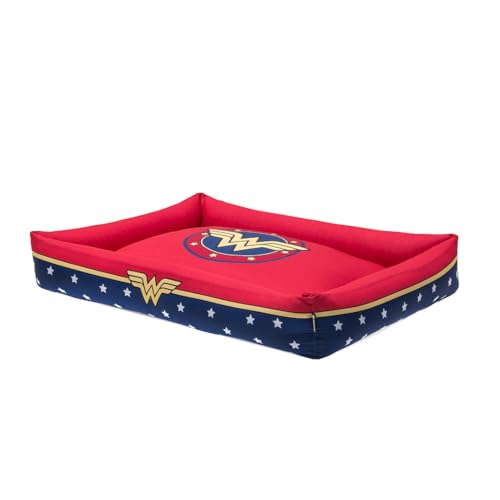 FreeFaro - Cama Mulher Maravilha - P | Cama Portátil e Dobrável para Cachorros e Gatos – Gabardine Confortável, Lavável e Elevada, Fácil de Montar – Tamanhos PP, P e M – Vermelho