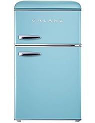 Galanz GLR31TBEER Retro Compact Refrigerator, Mini Fridge with Dual Doors, Adjustable Mechanical Thermostat with True Freezer, 3.1 Cu.Ft, Blue