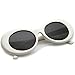 zeroUV - Bold Retro Oval Mod Thick Frame Sunglasses Clout Goggles with Round Lens 51mm (White/Smoke)