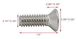 FixtureDisplays® 8-32 X 1/2" Stainless Flat Head
