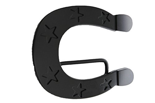 TFJ Men Fashion Belt Buckle Black Color Metal Horse Shoe Rodeo Stars Lucky Charm