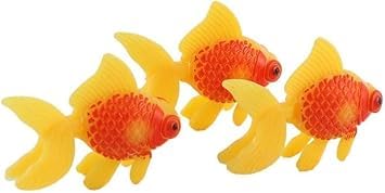 SquarezhenBo 3 Pack Gold,orange Artificial Aquarium Fishes Fake Fish Plastic Fish Aquarium Moving Fishes Ornament Decoration Orange Goldfish for Aquarium Fish Tank Thematic Ornaments Aquarium Décor
