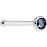 Body Candy Stainless Steel 1.7mm Navy Blue Nose Bone Created with Swarovski Crystals 20 Gauge 1/4