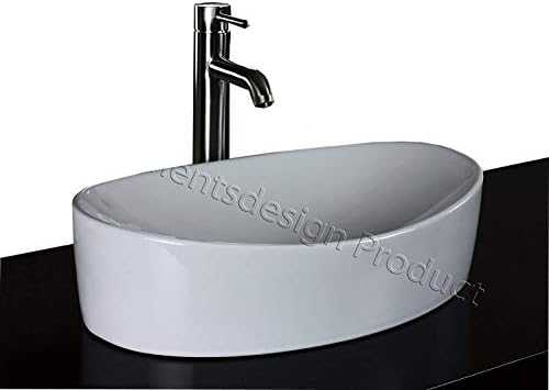 ELIMAX'SBathroom Ceramic Vessel Sink 7756CL3 With Brushed Nickel Faucet & Drain