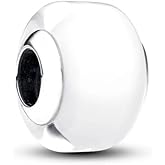 Lkwrideiny White Mini Murano Glass Charm 925 Sterling Silver Pendant,Jewelry Beads Gifts for Women Bracelet&Necklace