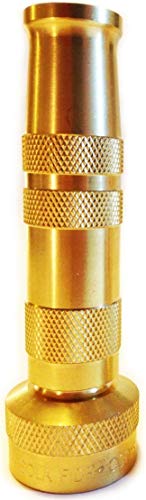 Hose Nozzle High Pressure - Lead-Free Brass for Car Or Garden - Solid Brass - Adjustable Water Sprayer from Spray to Jet - Heavy Duty - Fits Standard Hoses - with Gardening E-Book