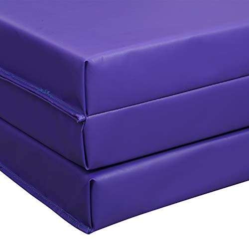 ZENOVA Folding 4'' Thick Cushion Gymnastics Landing Mat Core Workout Mats 3 Panel Tumbling Crash Pad Crash Mats (purple2) - Thumbnail 5