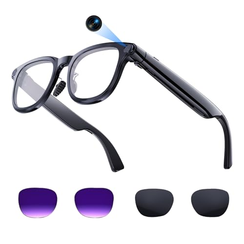 Comforniture AI Smart Glasses with 4K Camera, 8MPW Anti-Shake Bluetooth Glasses, 1080P Video Recording Dual Mic Noise Reduction, Real Time Translation&Simultaneous Interpretation