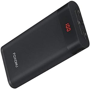 FOXONU Powerbank, 26800 mAh, externe accu met digitaal led-display, powerbank, hoge capaciteit met 2 ingangen en 2 USB…