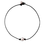 Bodai Freshwater Pearl Leather Choker Necklace for Women Handmade Jewelry