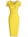 MUXXN Knee Length Dress for Women Semi Formal Retro Vintage Cocktail Short Sleeve Sheath Bodycon Pencil Dresses Yellow XL