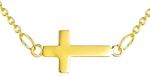 Small Sideways Cross Necklace 925 Sterling Silver