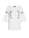 Floerns Women's Floral Embroidery Loose Blouse Bell Sleeve Top White S