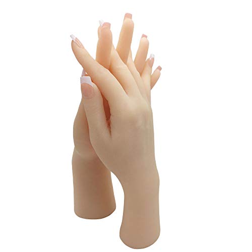 1 Pair Silicone Lifesize Female Mannequin Hand Display Jewerly Sandal Shoe Sock Display Art Sketch with Nail