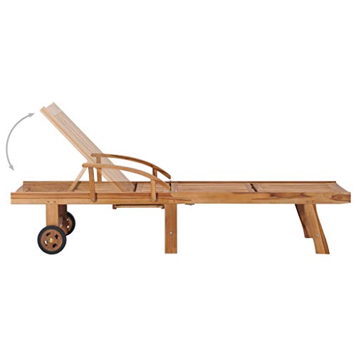vidaXL Teak Massiv Sonnenliege mit ausziehbarem Tisch Beistelltisch Gartenliege Holzliege Liegestuhl Relaxliege Strandliege Liege Gartenmöbel – Bild 5