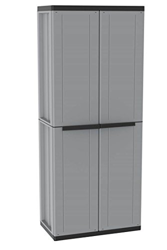 Kreher Spindschrank, Kunststoffschrank in Grau. Mit Regal und Freifach für z.B. Besen. Abschließbar. Maße ca. 67 x 38 x 164 cm. – Bild 3