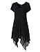 AMZ PLUS Womens Plus Size Short Sleeve Spliced Asymmetrical Tunic Top Black 2XL