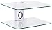 Gold Line 2 x Silver Floating Shelves with Strengthened Tempered Clear Glass for DVD Players/Cable Boxes/Games Consoles/TV Accessories