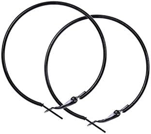 Tiwwap Fashion Black Circular Hoop Earrings for Girls and Women