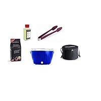  Lotusgrill Lotusgrill kleiner Edelstahl Stahl Kunststoff blau Camping Balkon Picknick ✔ rund ✔ tragbar rauchfrei ✔ Grillen mit Holzkohle ✔ für den Tisch 
