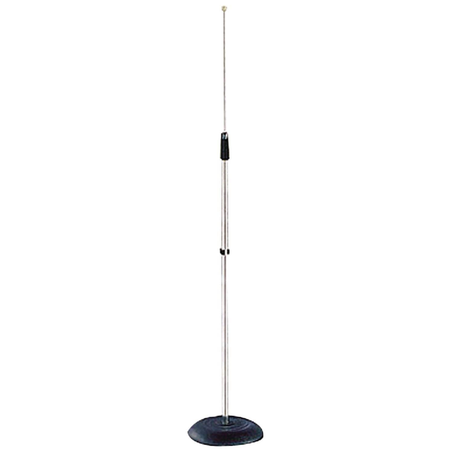 Pyle Adjustable Microphone Stand - Universal Mic Stand with Compact Heavy Base, Floor Standing Design, Height Adjustable, Pivot Angle Clip for Singing & Recording (2.8’ - 5’ ft., 9.8” Base Diameter)